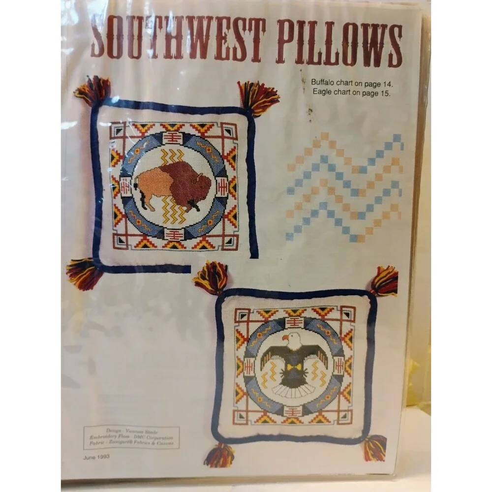 Vintage Cross Stitch Patterns Estate Binder Lot Southwest Native American Garden
